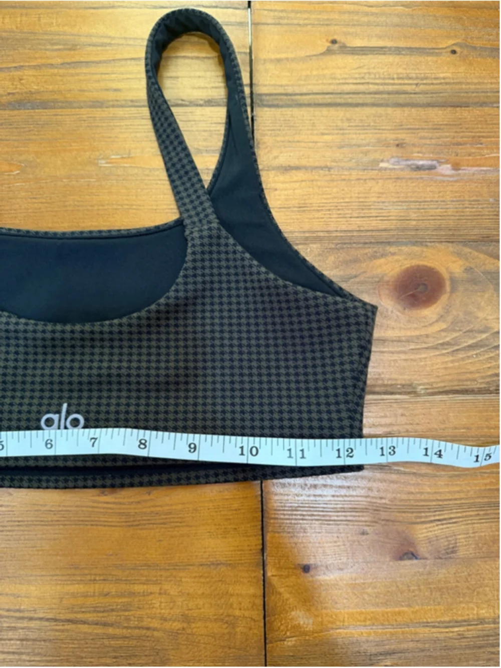 Alo Yoga Houndstooth Jacquard Longline Sports Bra Crop Top S
